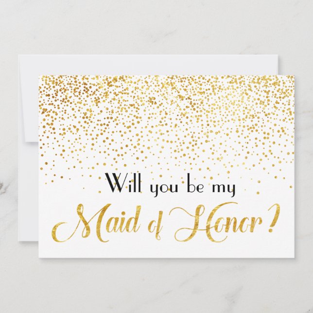 Imitats Gold Confetti Werden Sie meine Trauzeugin Einladung (Vorderseite)