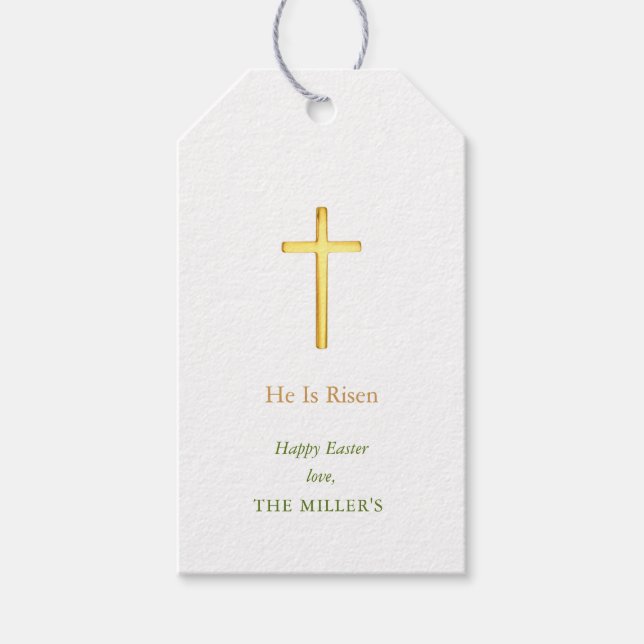 Imitats Gold Cross Happy Ostertafeln Geschenkanhänger (Vorderseite)
