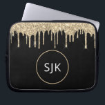 Imitats Gold Drilling Glitzer Sparkle Monogram Laptopschutzhülle<br><div class="desc">Gold und Black Imitats Dripping Glitzer und Sparkle Elegant Mit Monogramm Initials Case. Dieser Fall kann so angepasst werden,  dass er Ihren Anfangs- und Vornamen enthält.</div>