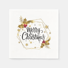 Imitats Gold Floral Frohe Weihnachten | Serviette