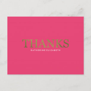 Imitats Gold Foil auf Hot Pink - Flat Dankeschön K Postkarte
