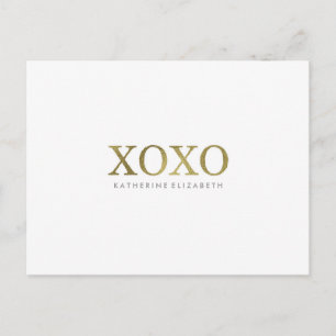 Imitats Gold Foil auf White XOXO Wohnung Danke Kar Postkarte