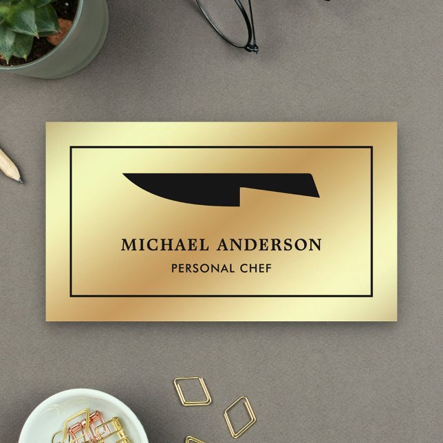 Imitats Gold Foil Black Kitchen Knife Persönlicher Visitenkarte (Von Creator hochgeladen)