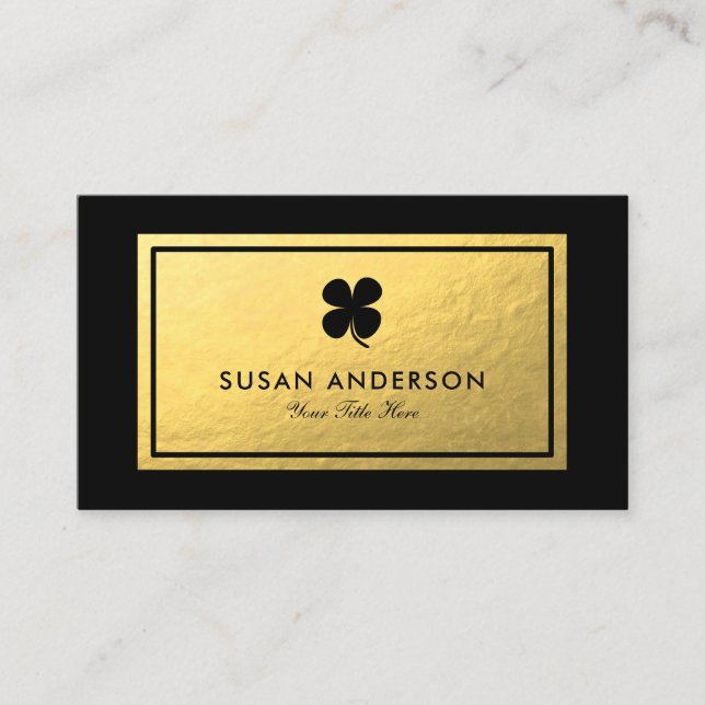 Imitats Gold Foil - Black Kleeblatt Logo Business  Visitenkarte (Vorderseite)