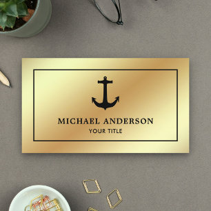 Imitats Gold Foil Black Nautical Anchor Visitenkarte
