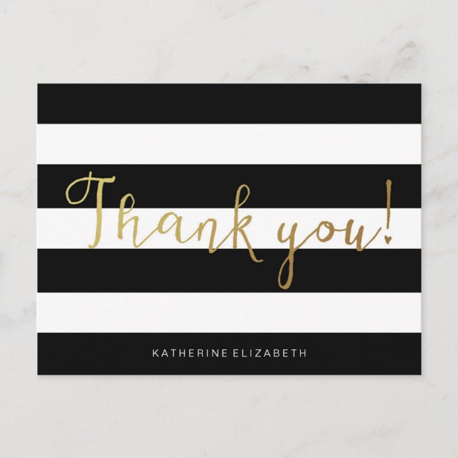 Imitats Gold Foil Calligrafy | Streifen schwarz un Postkarte (Vorderseite)