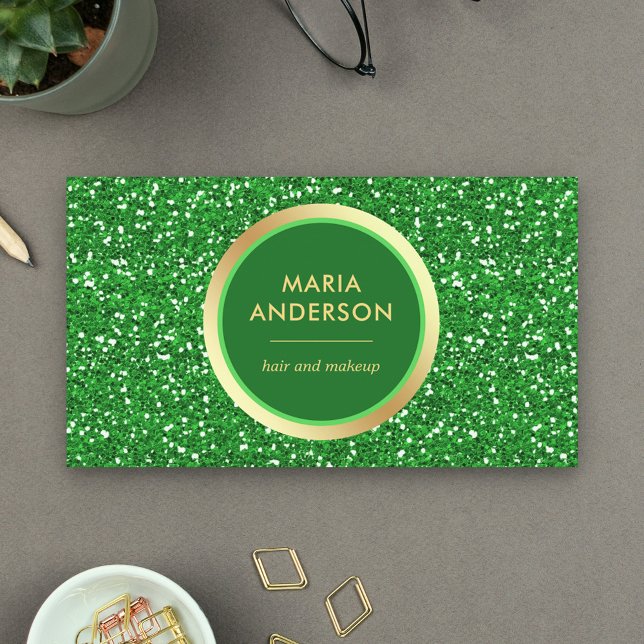 Imitats Gold Foil Circle Green Glitzer Makeup Arti Visitenkarte (Von Creator hochgeladen)