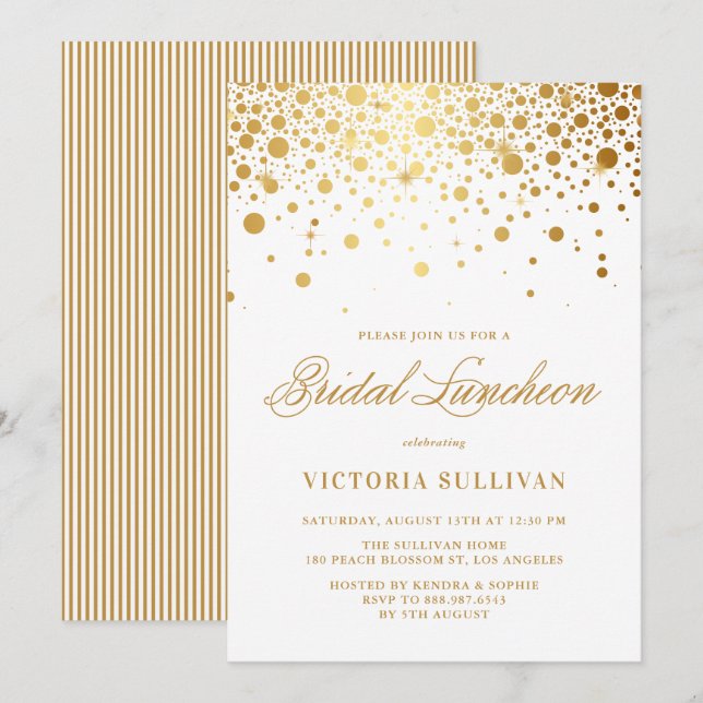 Imitats Gold Foil Confetti Dots Bridal Luncheon Einladung (Vorne/Hinten)