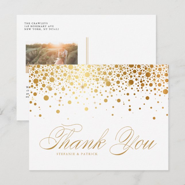 Imitats Gold Foil Confetti Foto Hochzeit Vielen Da Postkarte (Vorne/Hinten)