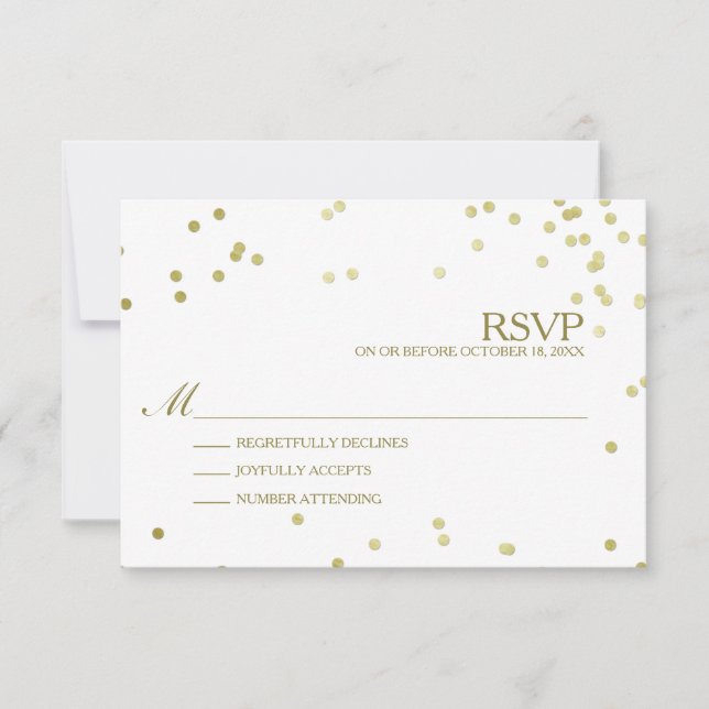 Imitats Gold Foil Confetti Wedding RSVP Karte (Vorderseite)