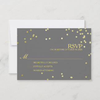 Imitats Gold Foil Confetti Wedding RSVP Karte