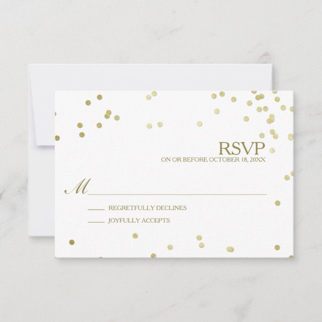 Imitats Gold Foil Confetti Wedding RSVP mit Anzahl (Vorderseite)