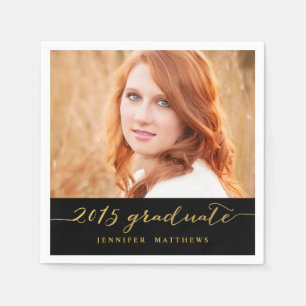 Imitats Gold Foil Foto Graduate Paper Napkins Serviette