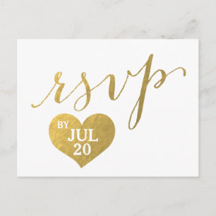 Imitats Gold Foil Glam Herz Postkarte für Hochze