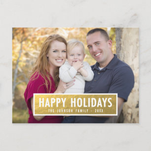 IMITATS GOLD FOIL HOLIDAY FOTO POSTCARD FEIERTAGSPOSTKARTE