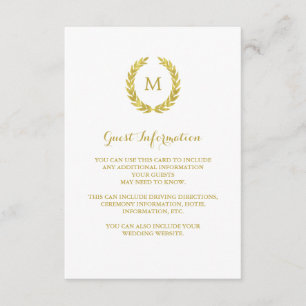 Imitats Gold Foil Laurel Wreath Gastinformationen Begleitkarte