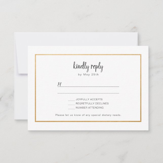 Imitats Gold Foil Rahmen Hochzeit RSVP Antwortkart (Vorderseite)