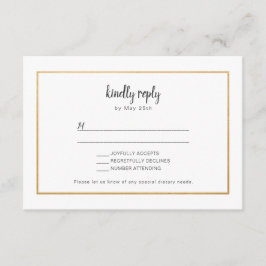 Imitats Gold Foil Rahmen Hochzeit RSVP Antwortkart Karte