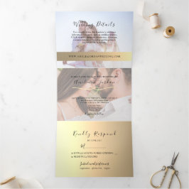 Imitats Gold Foto Hochzeit Drei-Falten Einladung