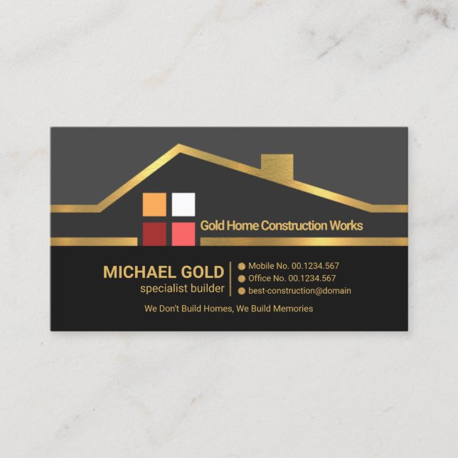 Imitats Gold Gebäude Roof Handyman Contract Visitenkarte (Vorderseite)
