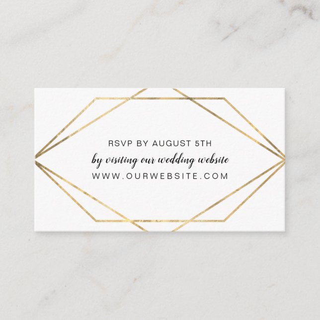 Imitats Gold Geometric Frame Hochzeit RSVP Online- Begleitkarte (Vorderseite)