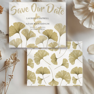Imitats Gold Ginkgo Hochzeit speichern das Datum