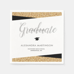Imitats Gold Glitzer Class of 2025 Abschluss Serviette