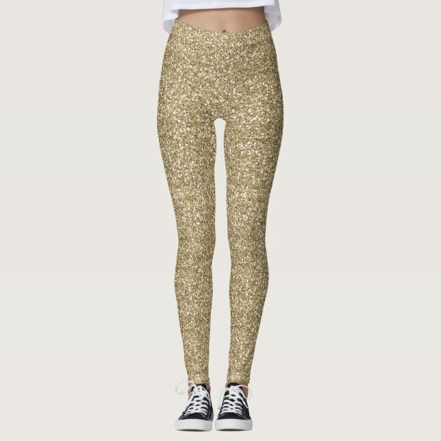 Imitats Gold Glitzer Design Leggings (Vorderseite)