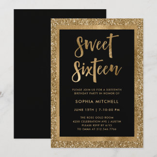 Imitats Gold Glitzer | Sweet 16 Party Einladung