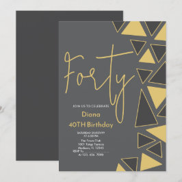 Imitats Gold & Gray Einladung zum Geburtstag