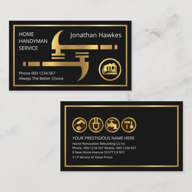Imitats Gold Hammers Zuhause Reparaturen Visitenkarte (Vorne/Hinten)