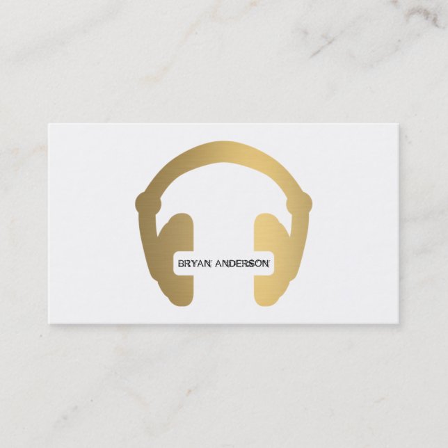 Imitats Gold Headphone DJ Business Card Visitenkarte (Vorderseite)