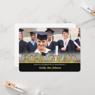 Imitats Gold HORZ Foto 2025 Graduation Party Einladung