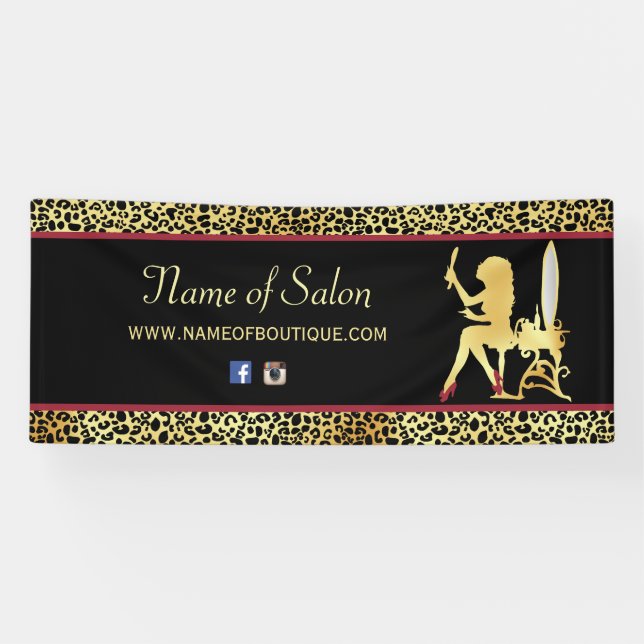 IMITATS Gold Leopard Printwerbung Frauenhair Bouti Banner (Horizontal)