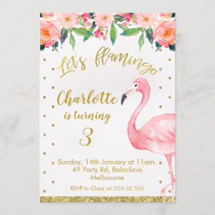 Imitats Gold Let's Flamingle Einladung zum Geburts