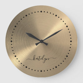 Imitats Gold Metal Monogram Große Wanduhr