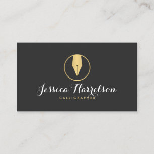 Imitats Gold Pen Nib Logo II Kalligrafen, Schrifts Visitenkarte