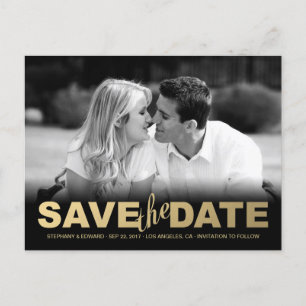 Imitats Gold Save the Date Foto Postkarte