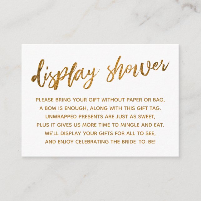 Imitats Gold Script Display Brautparty Geschenkkar Begleitkarte (Vorderseite)