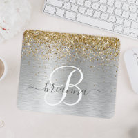 Imitats Gold Silber Bürstenmetall Glitzer Monogram