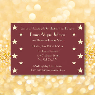 Imitats Gold Stars School Graduation Party Einladu Einladung