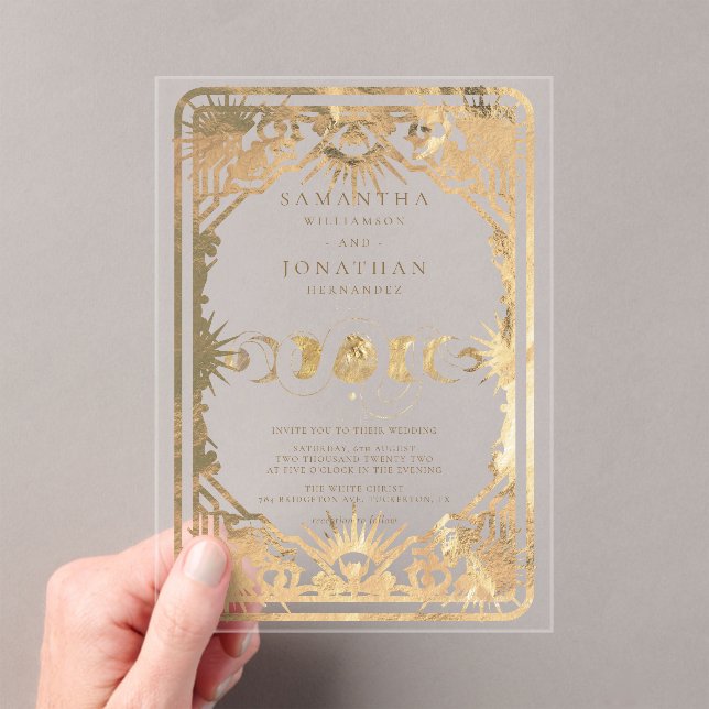 Imitats Gold Tarot Celestial Hochzeit Acryleinladungen (Insitu (Handheld))
