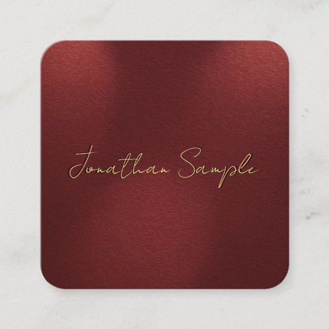 Imitats Gold Text Elegante Monogram Rounded Corner Quadratische Visitenkarte (Vorderseite)