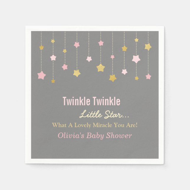 Imitats Gold und Pink Twinkle Little Star Gray Nap Serviette (Vorderseite)