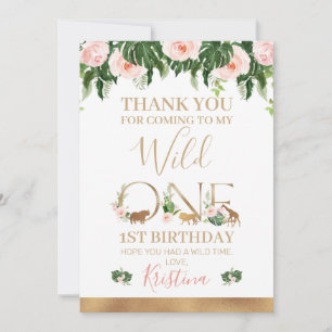 Imitats Gold Wild One Floral Safari Dankeschön Kar Einladung
