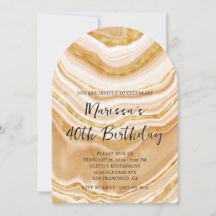 Imitats Golden Agate 40. Geburtstag Einladung
