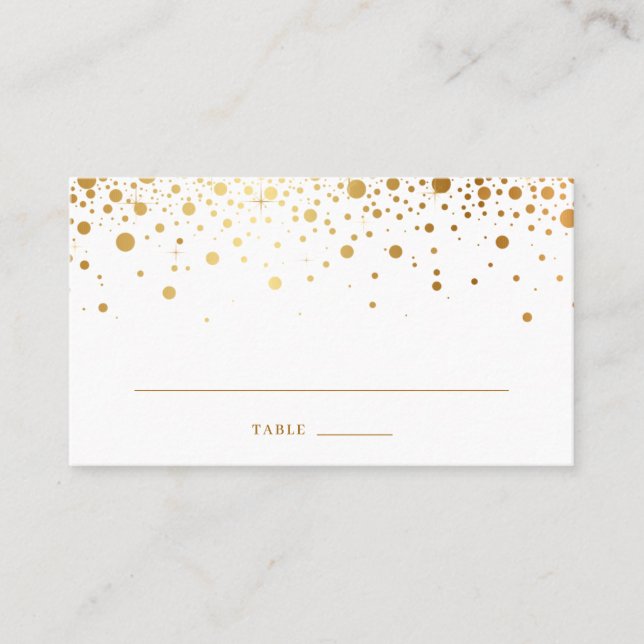 Imitats Golden Foil Confetti Dots Hochzeitsfeier Platzkarte (Vorderseite)