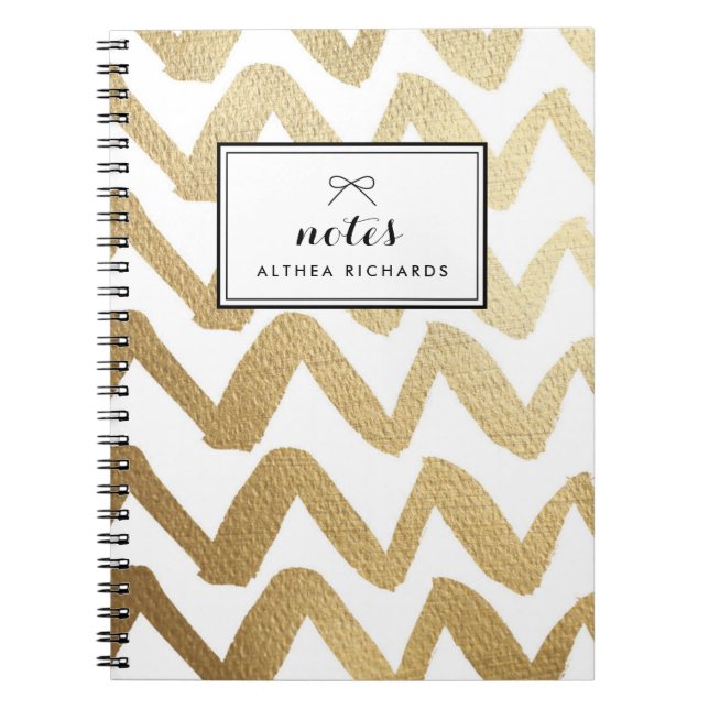 Imitats Goldene Foil Pinsel Zickzack Muster Person Notizblock (Vorderseite)