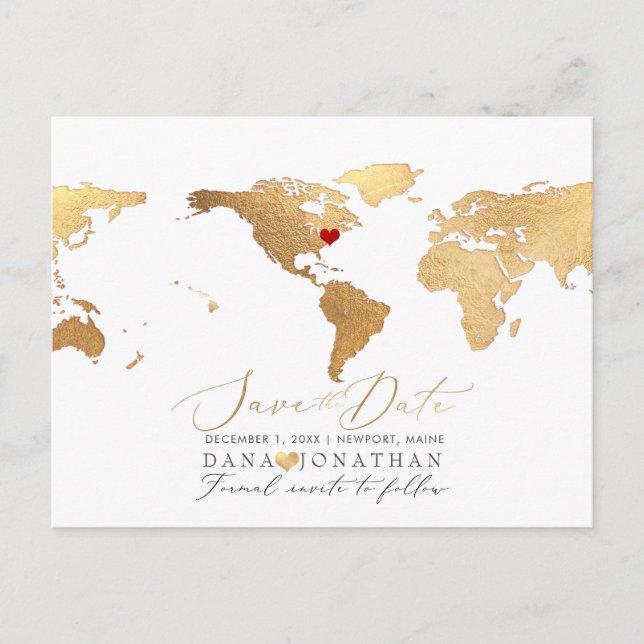 Imitats Goldkarte, jedes Ziel Save the Date Postkarte (Vorderseite)