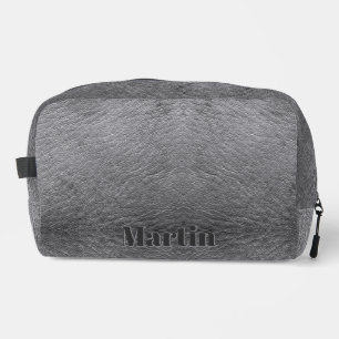 Imitats Graues Leder-Dopp-Kit mit einprägtem Text Waschbeutel